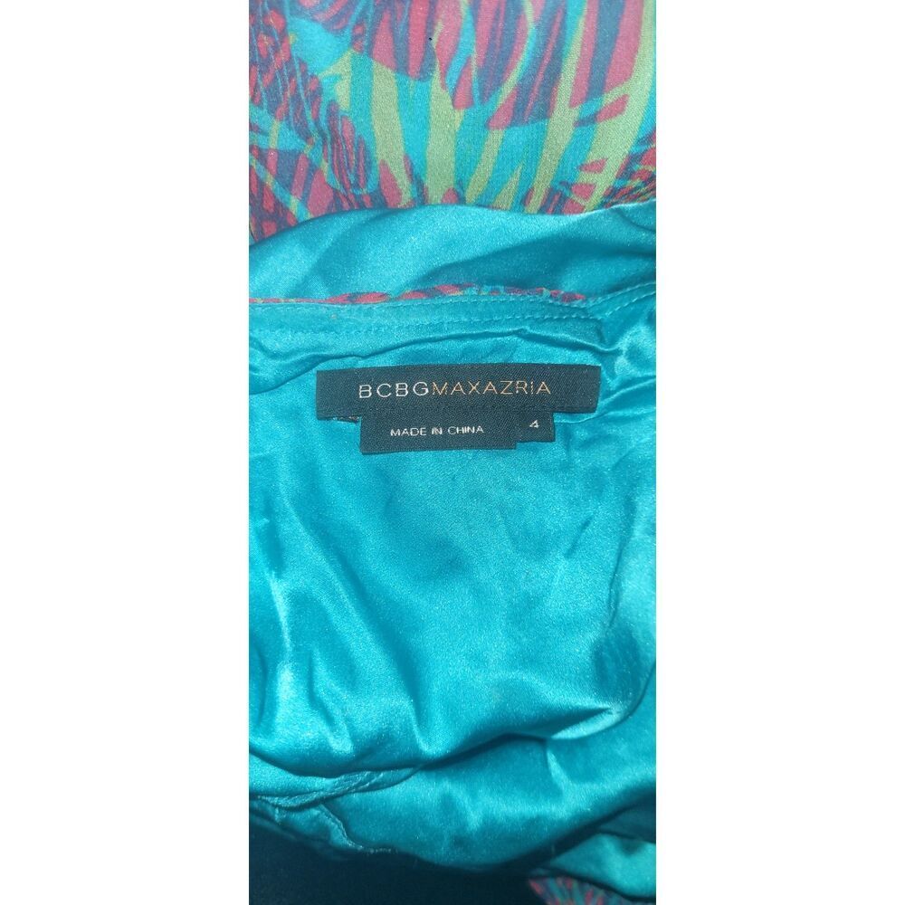 BCBGMAXAZRIA Silk Halter Dress Size 4 Tropical Print Open Back - Picture 3 of 5